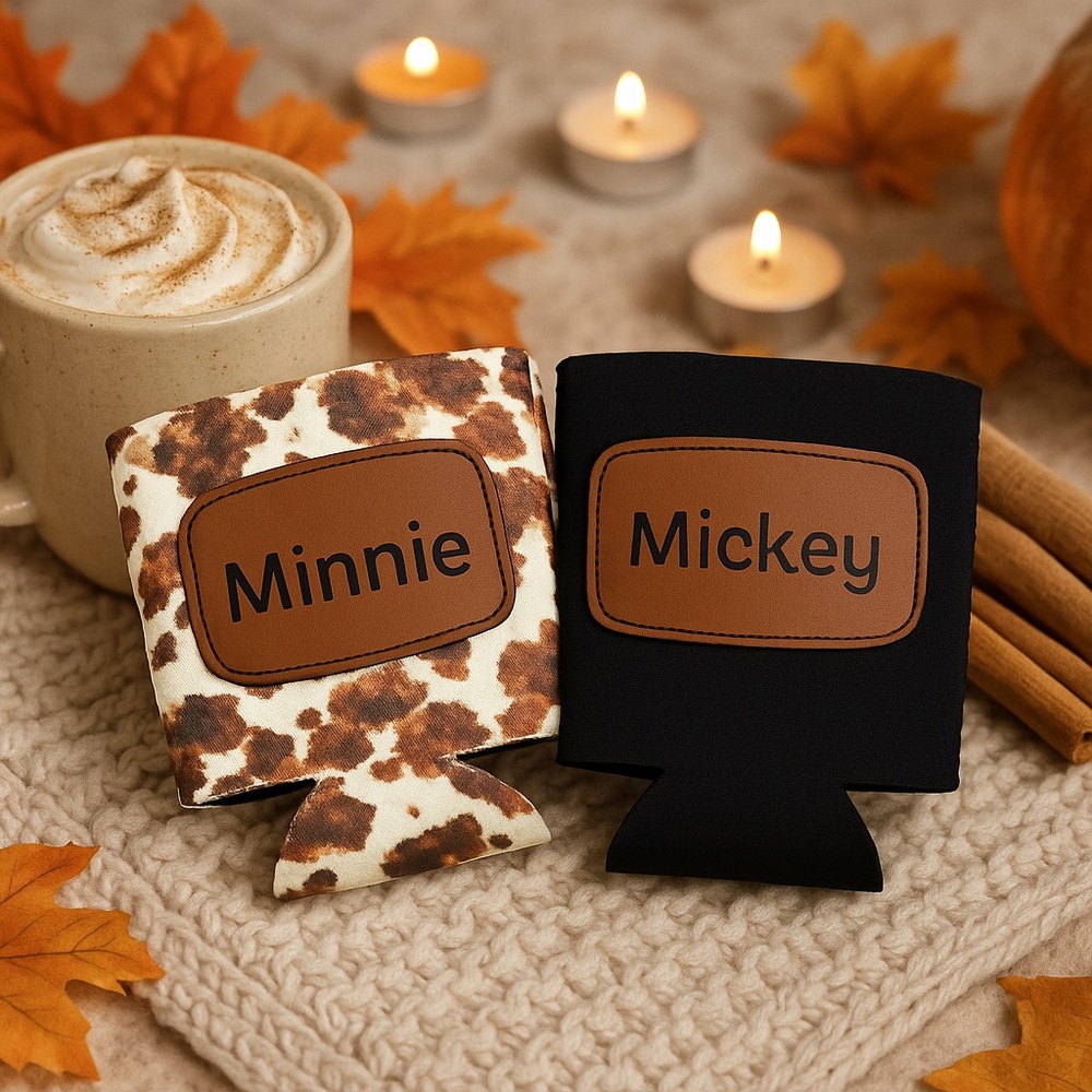 Personalized Brown and Black Drink Holders